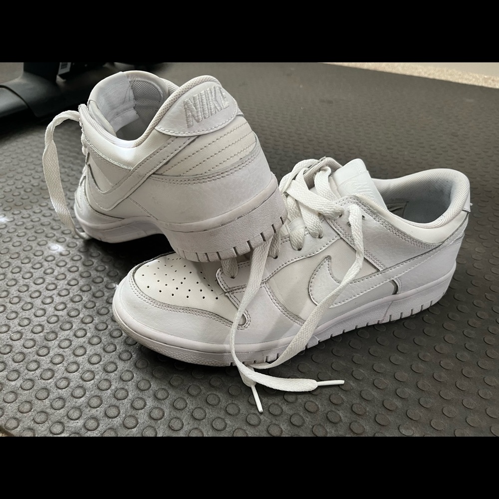 Nike dunk low triple white,  size 9.5 mens